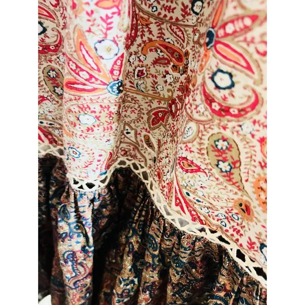 Haute Hippie Maxi Dress‎ Boho Flutter Sleeve Cotton Flounce Hem Floral Sz 12 - Image 5