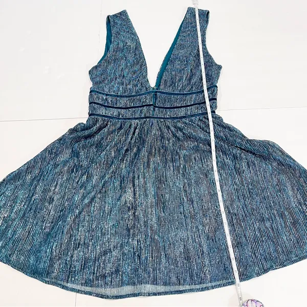 Lulus Smokeshow Teal Metallic Sleeveless‎ Mini Dress MEDIUM - Image 10