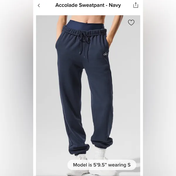 Alo Yoga NWT Accolade High Waist Jogger Sweatpants Navy Blue Size L - Image 3