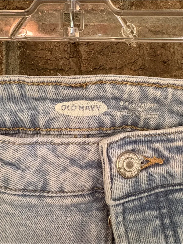 Old Navy Light Wash Women’s High-Rise Button Fly Jeans - Light Blue - Image 2