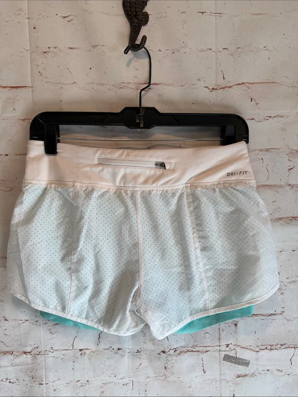 Nike Women's White Layered Running Shorts Teal shorts Liner Dri Fit zip pocket S - Image 4