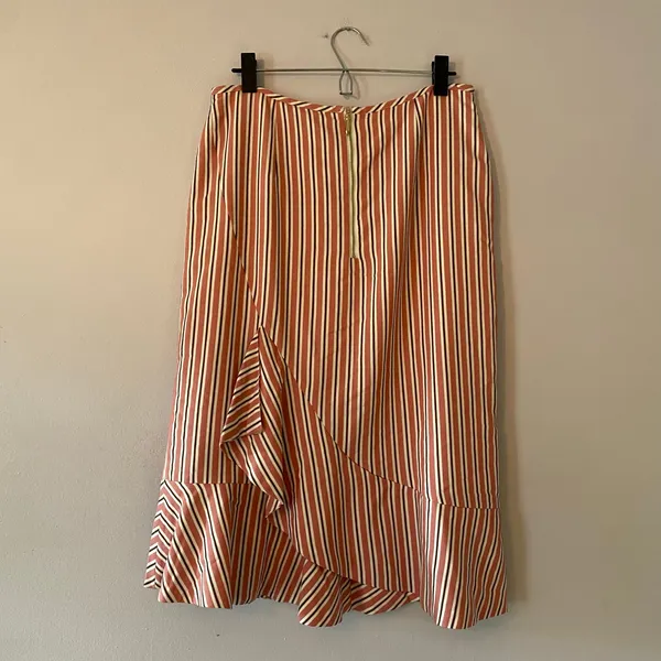 Ted Baker London Coryn Pink White Pinstripe Fit and Flare Skirt size 3 / Medium - Image 7