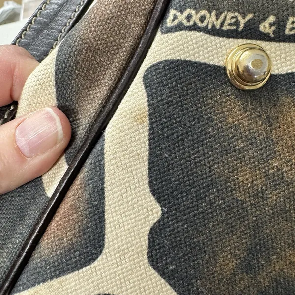 Dooney & Bourke Giraffe Print Canvas Shoulder Tote Bag Leather Trim Vintage Y2K - Image 6