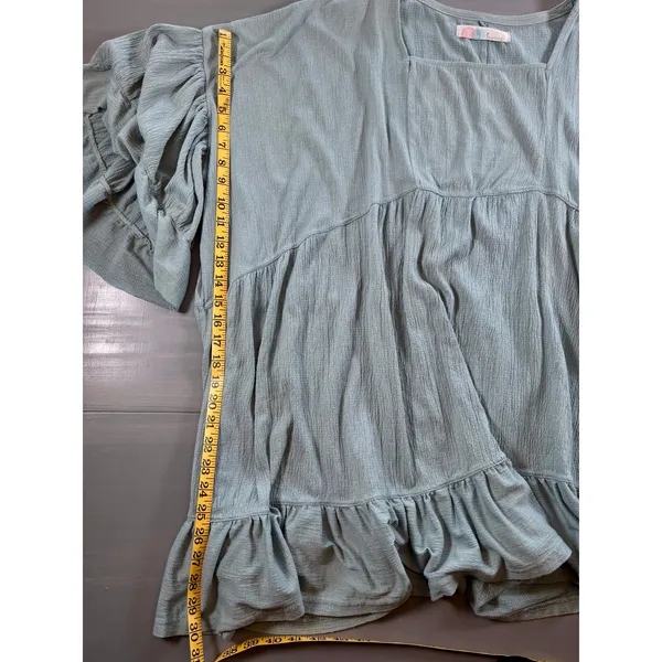 Free People Beach Mini Dress Bell Sleeve Ruffle Boho Cotton Womens Small - Image 7
