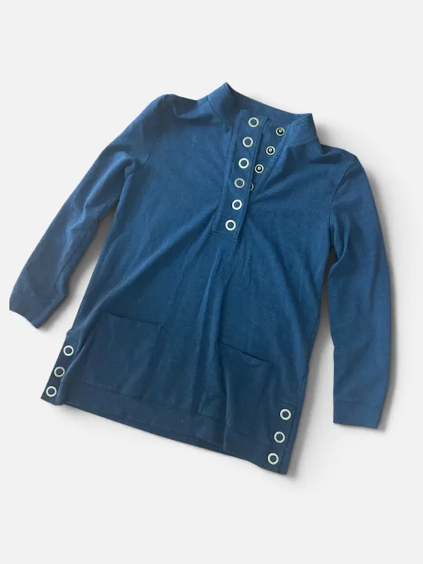 Soft Surroundings Lakshmi Tunic Pullover Navy Size Medium Athleisure Sweatshirt - Image 16