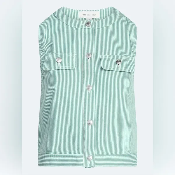 Free Assembly nwt size XXL ( 20 ) Women's Button Front Sleeveless Denim Top - Image 5
