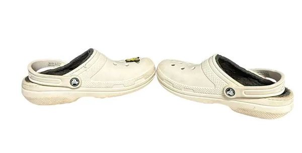 CROCS Unisex Classic Faux Fur Fuzz Lined White Clogs Size W7 M5 - Image 5