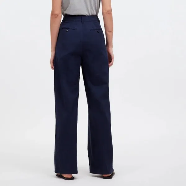 Madewell Deep Indigo Harlow Linen Blend Buttons Wide Leg Pants - Image 8