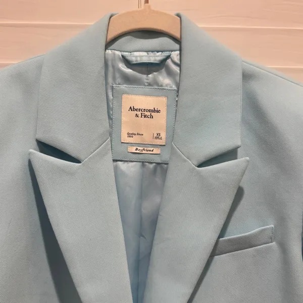 Abercrombie & Fitch Boyfriend Oversized Blazer‎ Women XS Light Blue Relaxed Fit - Image 2