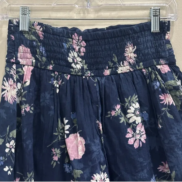 Abercrombie Kids Navy Blue Pink Floral Shirred Ruched Mini‎ Skort Girls 11/12 XS - Image 5
