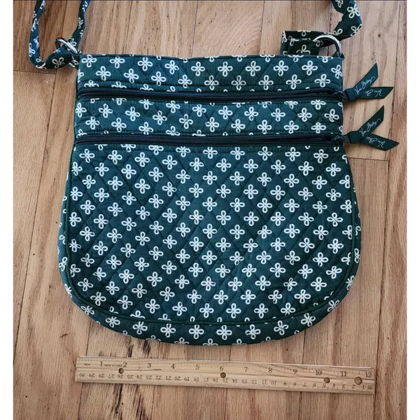 Vera Bradley Bag Womens Size Adjustable Green Crossbody Floral Zipper‎ Pockets - Image 3