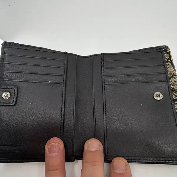 Coach Signature C Snap Black Canvas Leather Wallet - Image 6