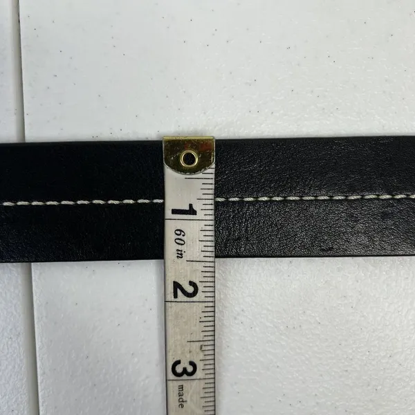 Olga Santini Women's Size L Leather Belt Black DOUBLE‎ OO Buckle Silver Toned - Image 11