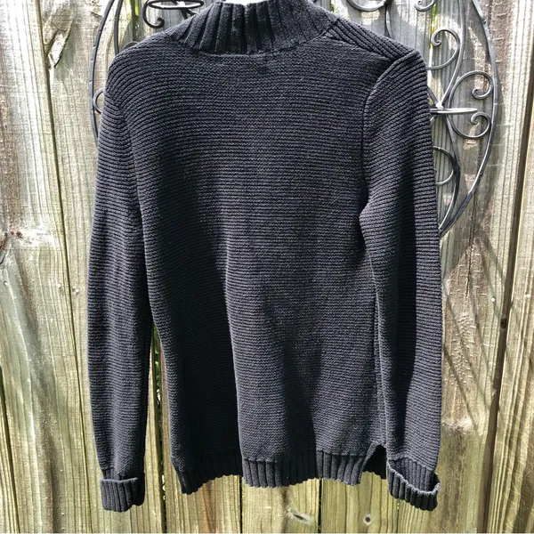 Lauren Ralph Lauren cotton Black knit sweater V Neck M - Image 2