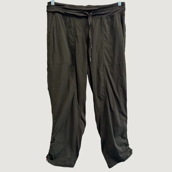 Lululemon Dance Studio Crop II Unlined Pants Dark Olive Women's 10 Drawstring - Image 3