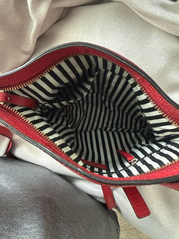 Kate Spade New York Red Pebbled Leather Crossbody Purse - Image 3