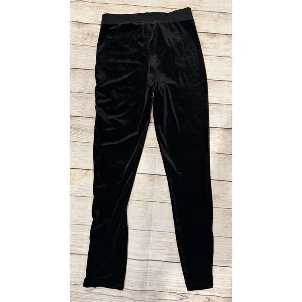 Zara Women’s Black Velvet High Waisted Pants With Ankle Zippers Large - Image 3