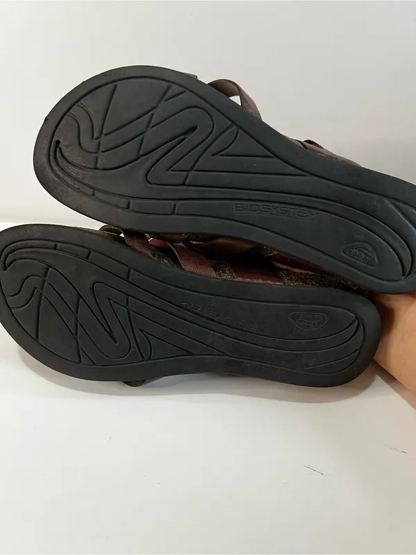 ABEO Bryce Brown Leather Strappy Slip On Comfort Narrow Sandals - Image 7