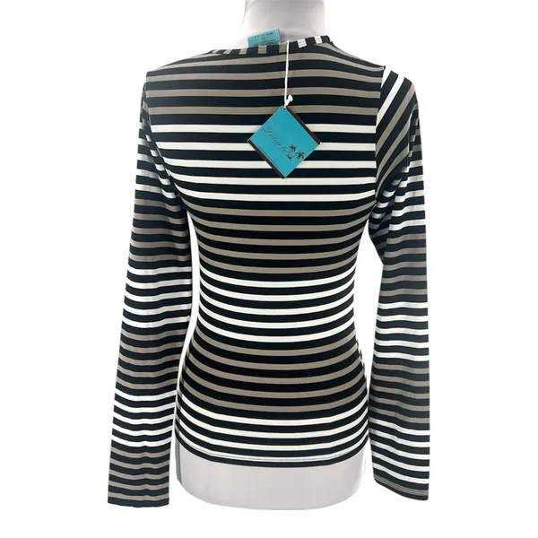 NWT Letarte Hawaii rashguard UPF‎ top sz M skull striped - Image 2