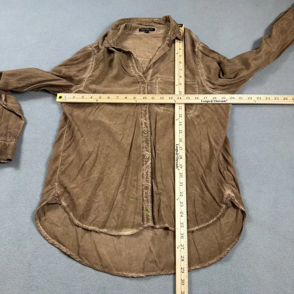 Velvet Heart Button Down Shirt Top Womens M Brown Washed Distressed Collared - Image 3