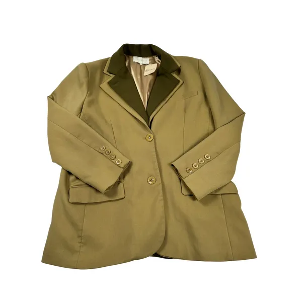 FrenchMauve Issac Layered Blazer Olive Green Oversized Lined Jacket Large - Image 3