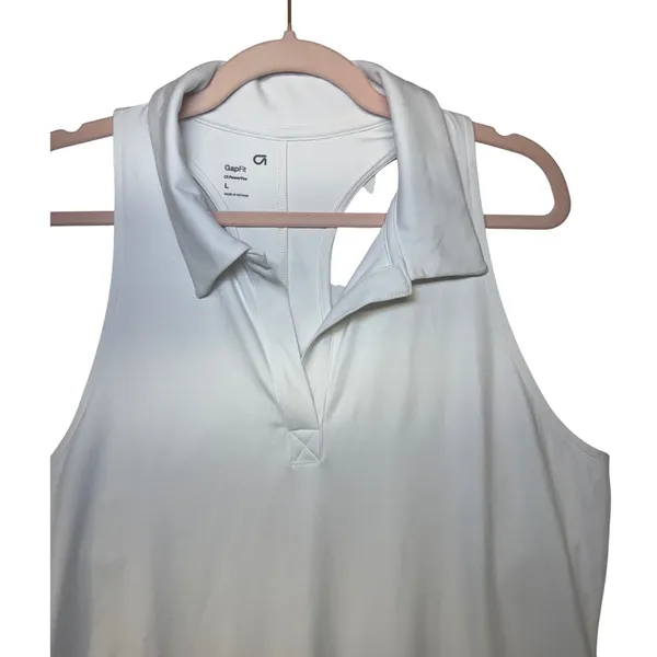 GapFit PowerYou‎ White Sleeveless Tennis Golf Polo Racerback Dress Large NWT - Image 3