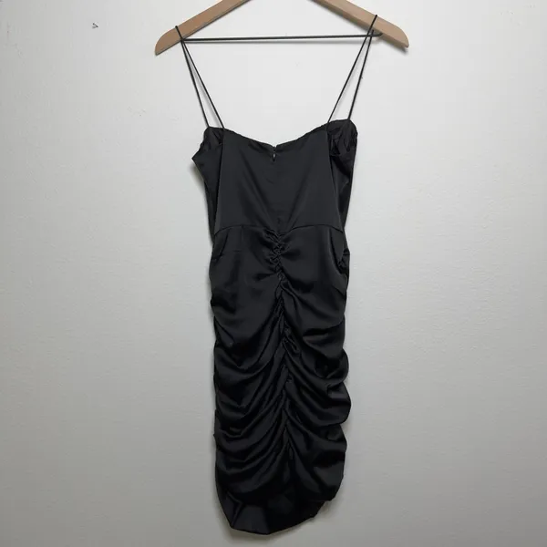 Meshki Women Satin Babydoll Ruched Mini Dress Small Party Cocktail Event‎ Date - Image 5