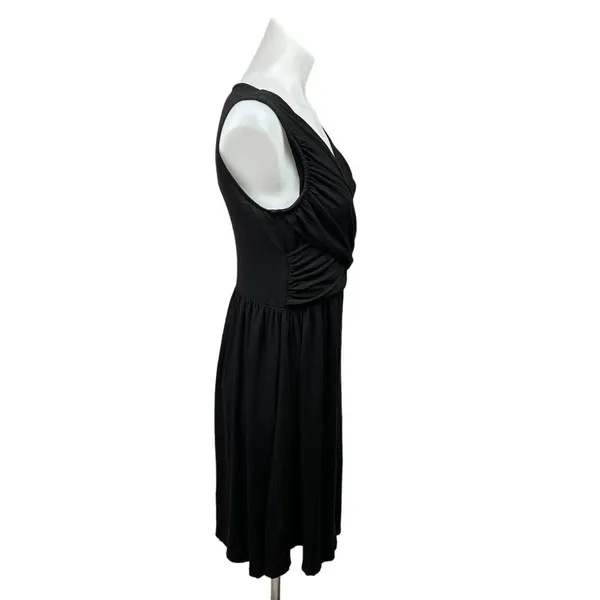Anthropologie Girls From Savoy Black Faux Wrap Sleeveless Fit Flare Dress Sz XS - Image 4