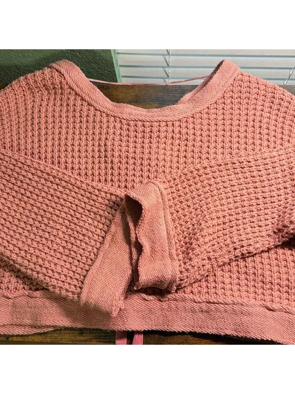 Free People Sweater Maybe Baby Pullover Sweater chunky knit lace up back - Image 5