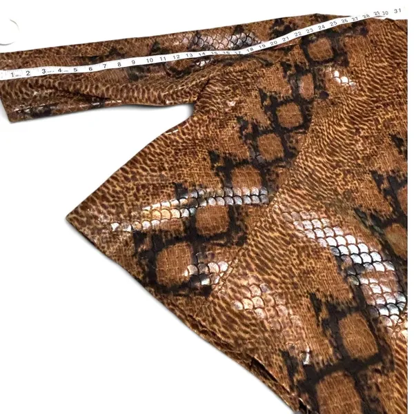 Selene Sport Snake Print Faux Leather Jacket Women’s 2X Y2K Brown Zip Up Coat - Image 8
