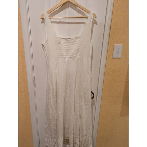 Gap Linen Blend Dress Womens Large White - Image 9