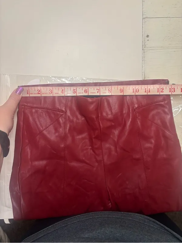 Zara Skinny Pants Size Small Red Faux Vegan Leather Party Wear Zip Ankle Concert - Image 3