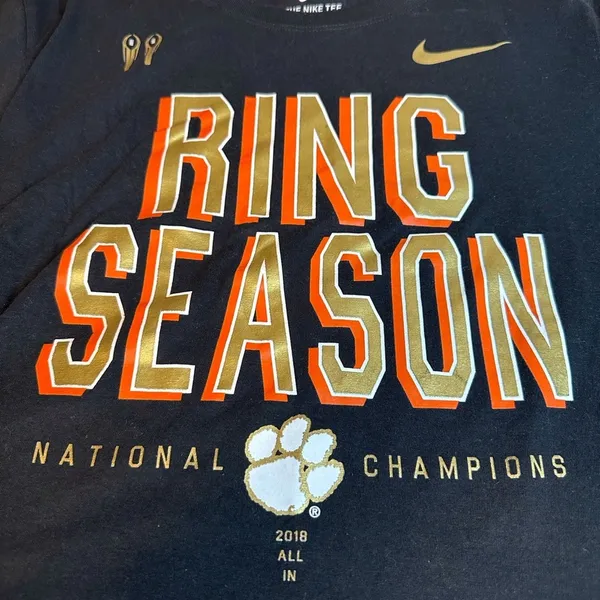 Clemson Tigers Nike 2018 National Champions “RING SEASON” T-Shirt BLACK GOLD - Image 3