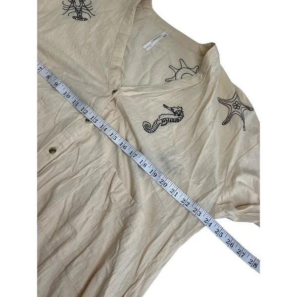 Anthropologie‎ Nautical Embroidered Maxi Dress Cream Seahorse Starfish Small - Image 13