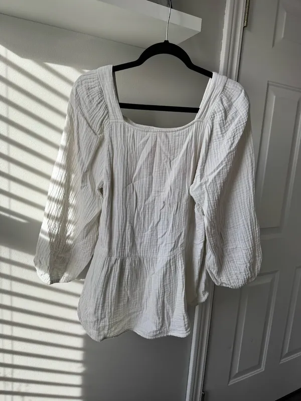 Muslin Peplum Top White Size M - Image 3