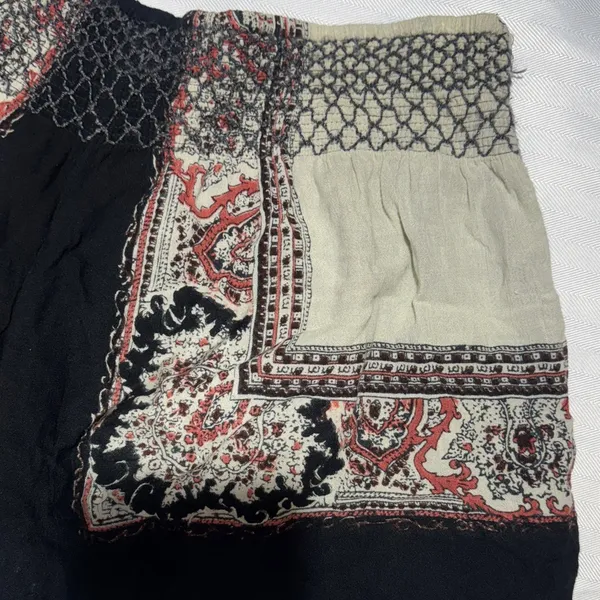 Free People Black, Cream & Red Paisley High-Waist Shorts - Image 4
