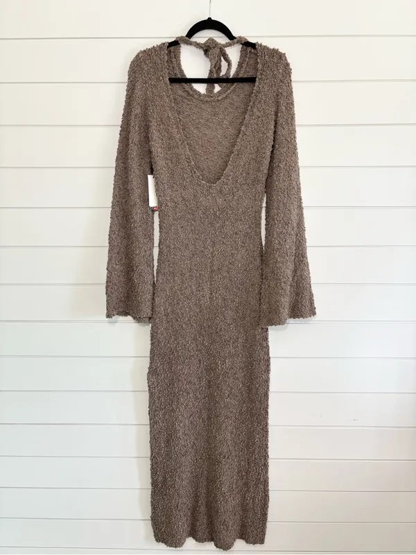 Honor the Gift Tie-Back Taupe Gray Maxi Dress Long Flared‎ Sleeves Size L NEW - Image 8