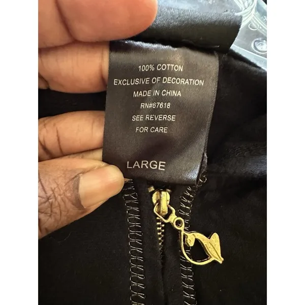 Vintage Baby Phat Y2k Zip Up Hoodie Sz L Black/gold Goth Dark Fairy Lightweight - Image 6
