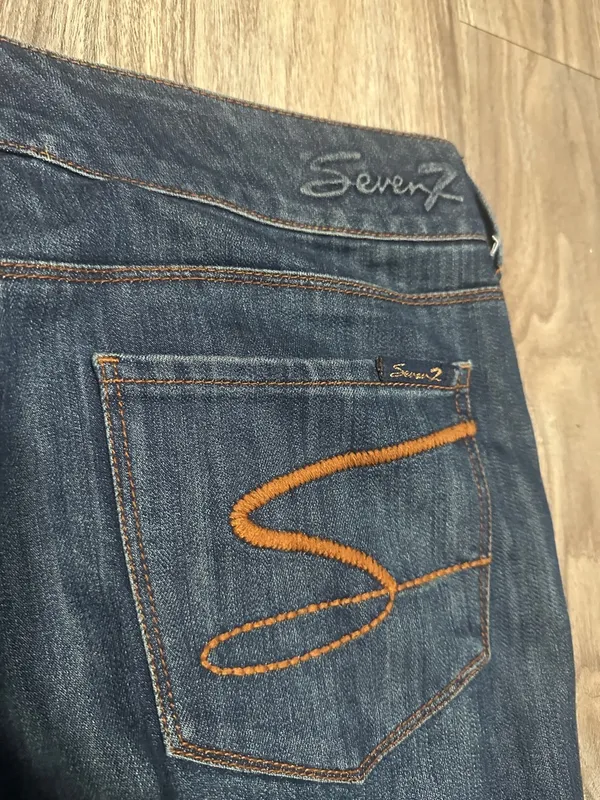 Seven7 Dark Blue Flare Jeans - Image 4
