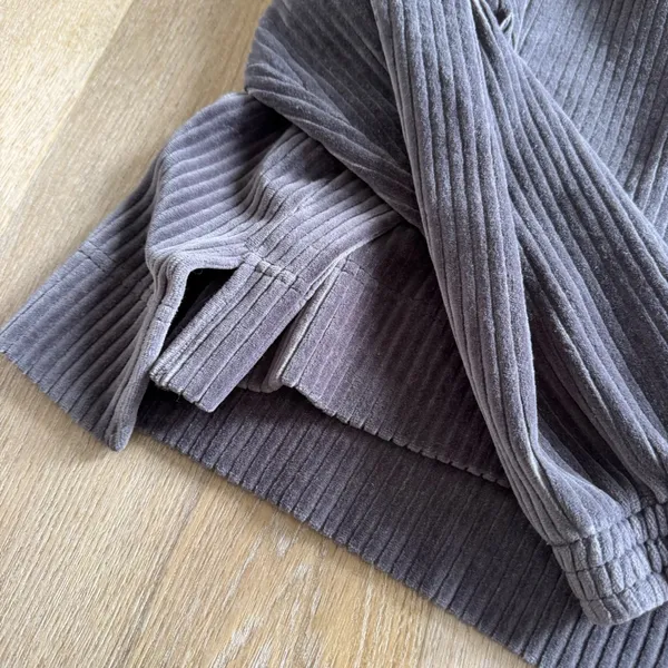 Aerie Gray Ribbed Hooded Sweatshirt - Image 2