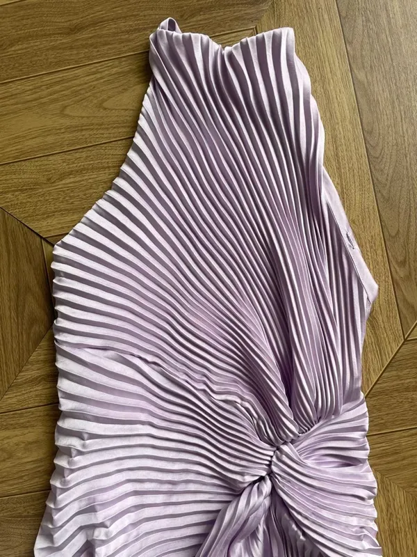 ALC Frank Lavender Halter Pleated Evening Gown Dress 4 - Image 5