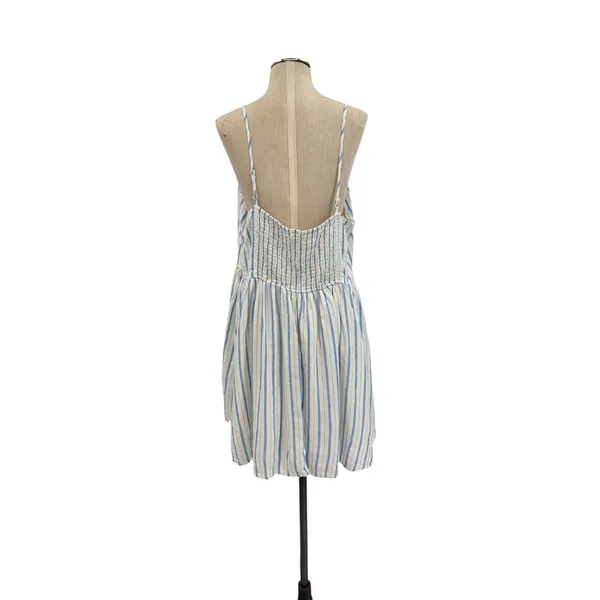 Aerie Love Of Linen Stripe Mini Dress Smocked Back Blue White NWT‎ XL - Image 9