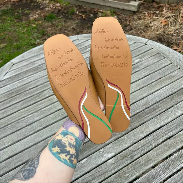 Franco Sarto Tan Brown Leather Duval Mule‎ Womens Slip On Mules Flats Size 7 - Image 8