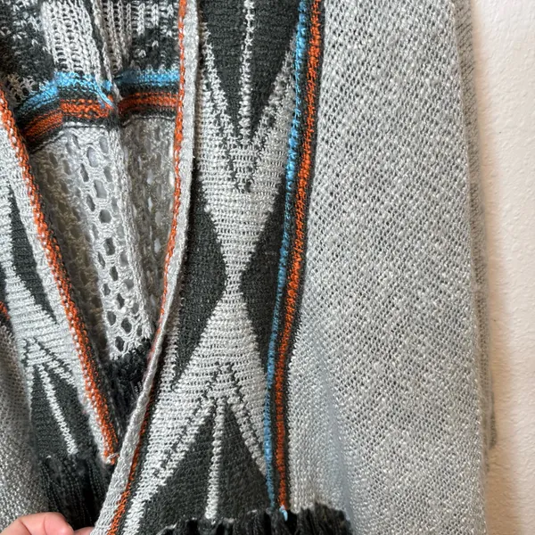 Double Zero Open Front Fringe Cardigan Aztec Bohemian Boho Long Size Medium - Image 4