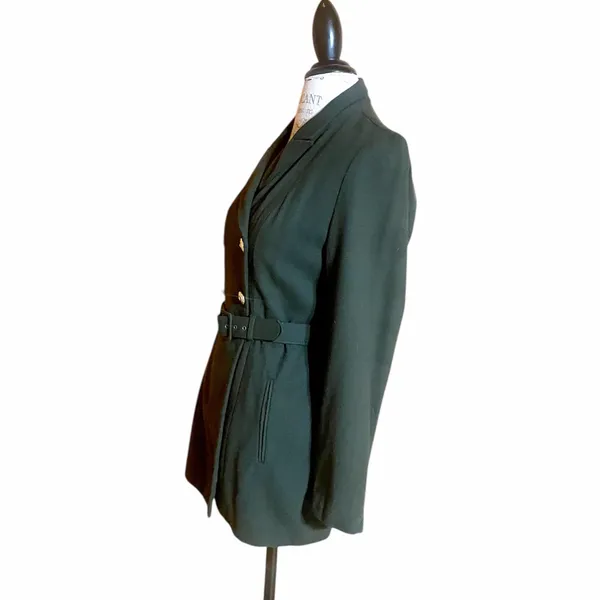 Rina Rossi Wool Forest Green Military Style Double Breasted Belted Jacket Sz 8 - Image 5