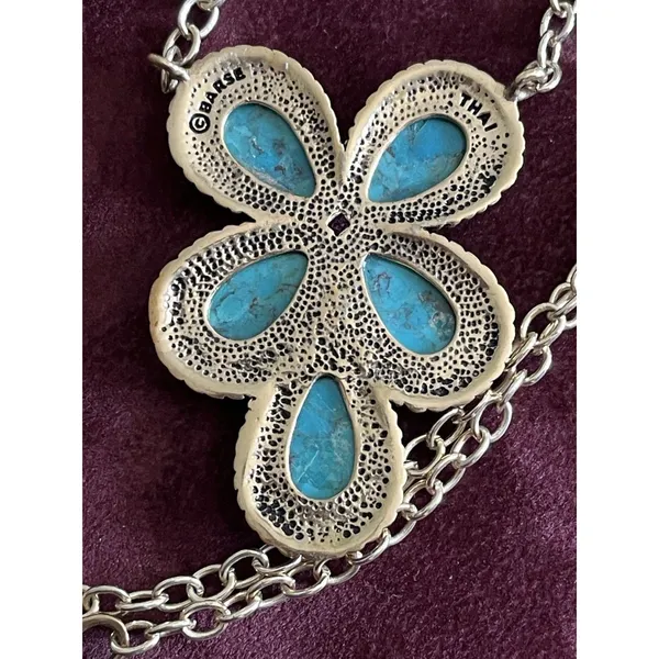 Barse Cactus Flower Turquoise Cluster Pendant Necklace and earrings - Image 5
