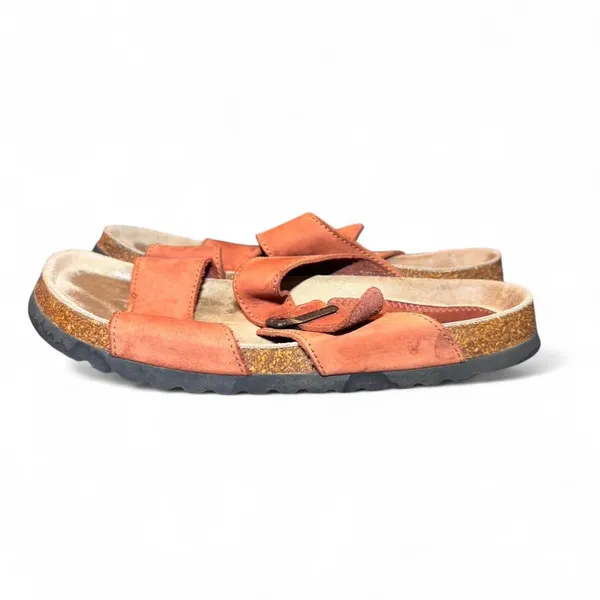 L.L. Bean Leather 2-Strap Slide Sandals Women’s Size 8.5 Brown Cork Comfort - Image 3