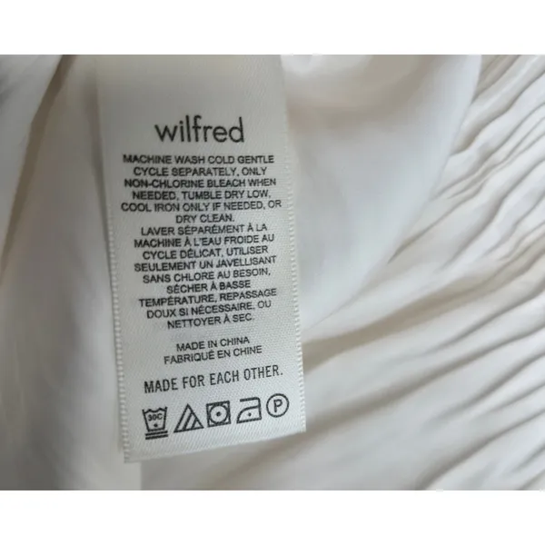 Aritzia Wilfred Milou Blouse Plisse Satin Pin-Tuck Cream Birch Size S Coquette - Image 12