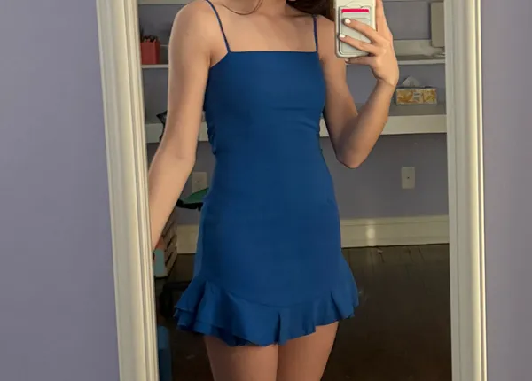 Lucy in the Sky Aubrey Ruffle Dress Blue - Image 2