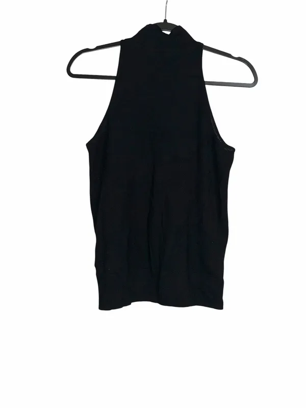 AllSaints Connie Roll Neck Top Black Knit Merino Wool Sleeveless MEDIUM - Image 3